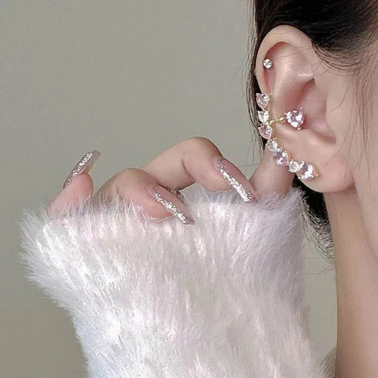 1 Pair Sweet Heart Shape Plating Inlay Alloy Zircon Ear Studs