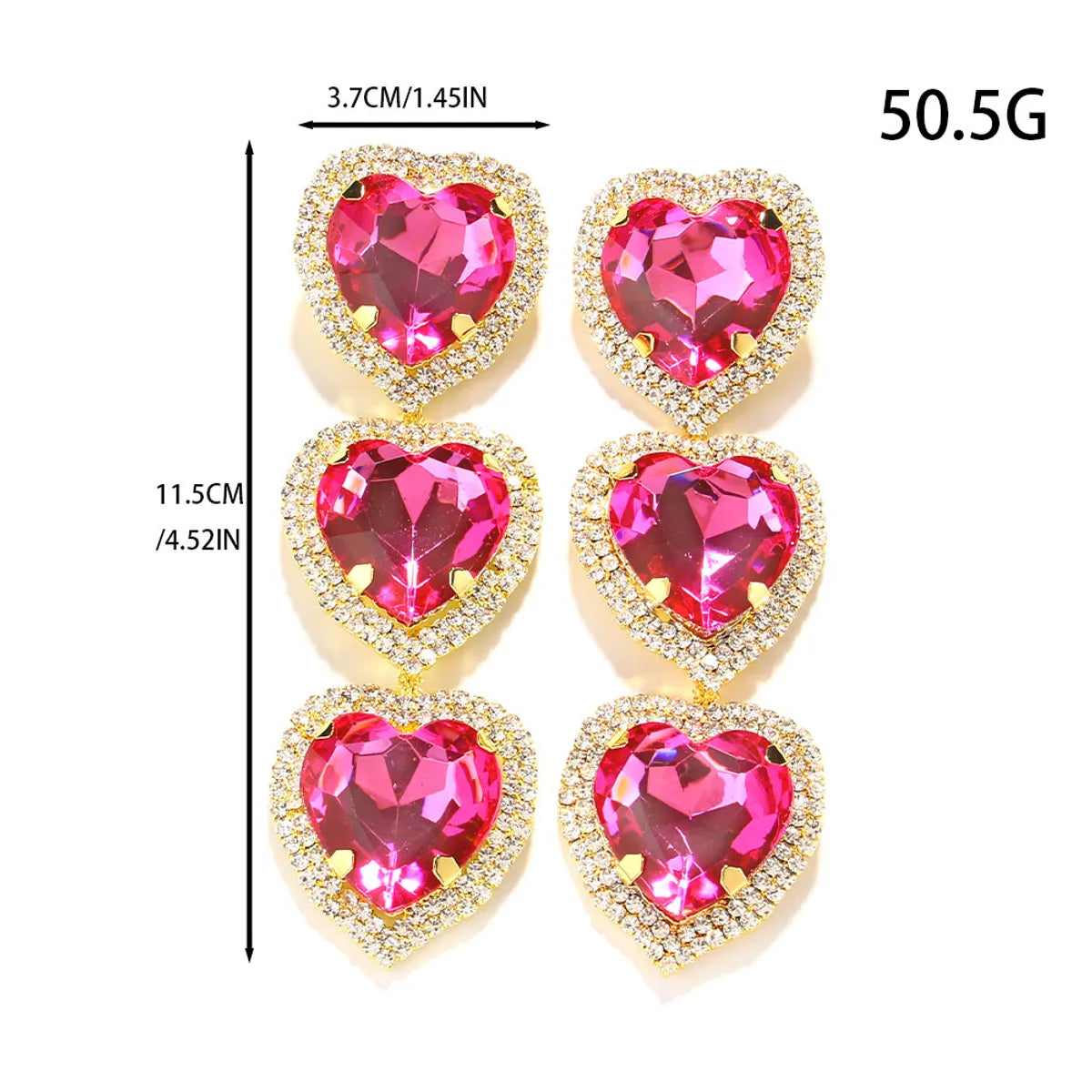 1 Pair Sweet Heart Shape Plating Inlay Copper Rhinestones Earrings