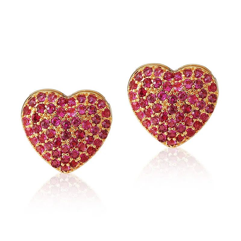 1 Pair Sweet Heart Shape Plating Inlay Copper Zircon 18k Gold Plated Ear Studs