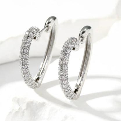 1 Pair Sweet Heart Shape Plating Inlay Copper Zircon Gold Plated Hoop Earrings