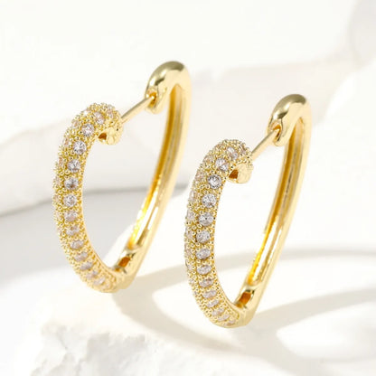 1 Pair Sweet Heart Shape Plating Inlay Copper Zircon Gold Plated Hoop Earrings