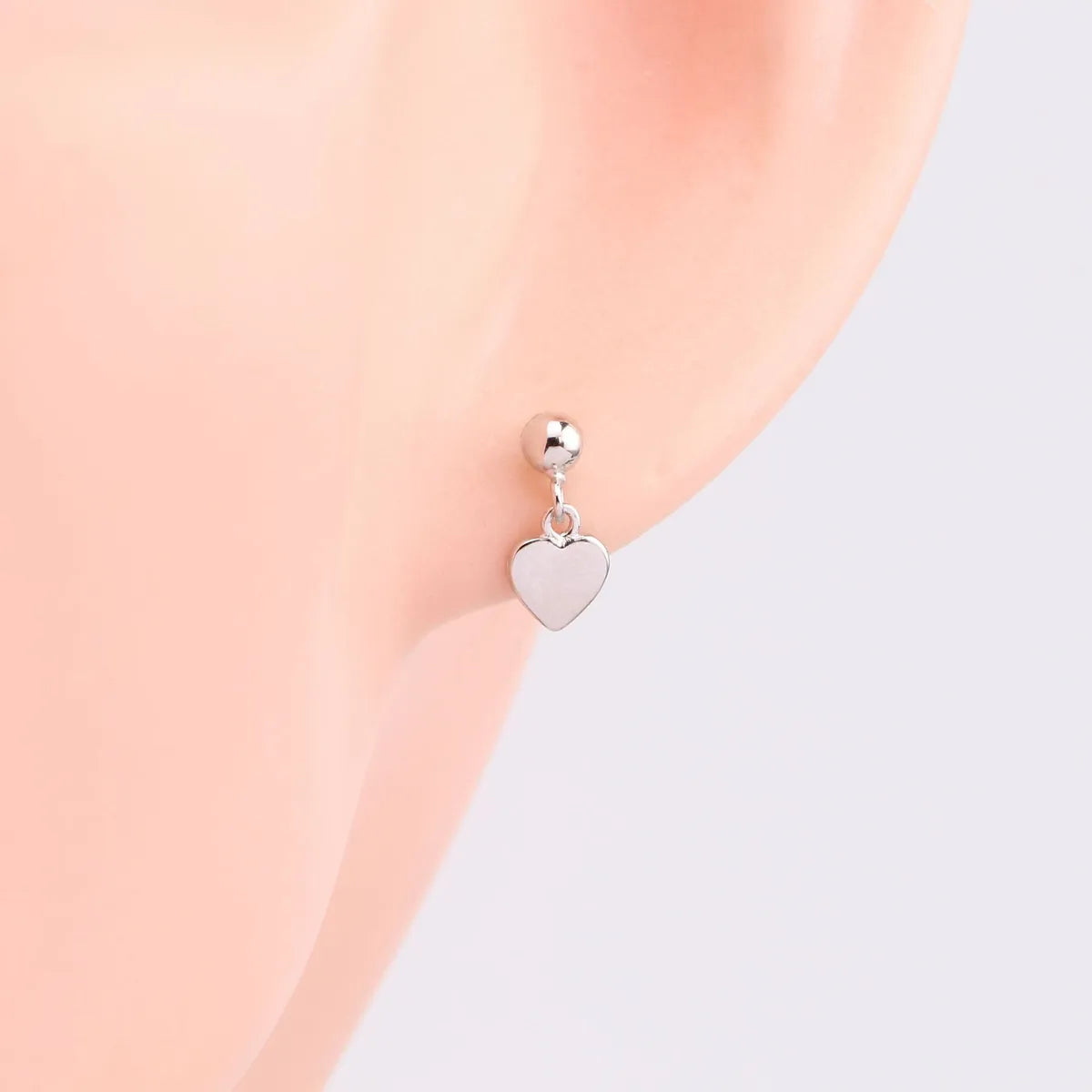 1 Pair Sweet Heart Shape Plating Sterling Silver Drop Earrings