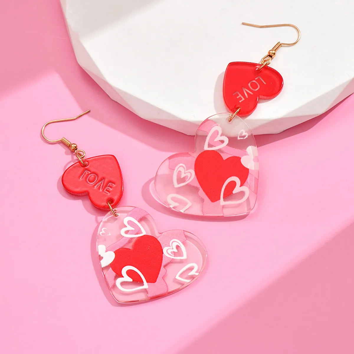 1 Pair Sweet Heart Shape Polishing Arylic Ear Hook