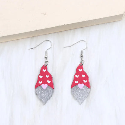 1 Pair Sweet Heart Shape Printing Arylic Drop Earrings