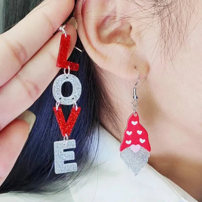 1 Pair Sweet Heart Shape Printing Arylic Drop Earrings