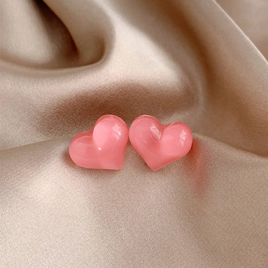 1 Pair Sweet Heart Shape Resin Ear Studs