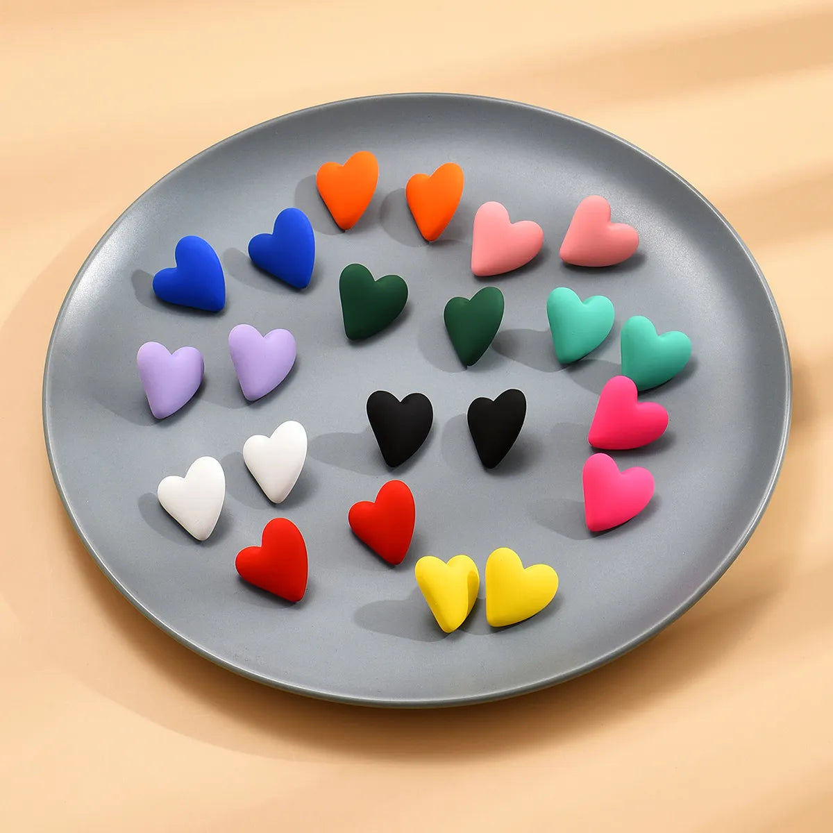 1 Pair Sweet Heart Shape Spray Paint Arylic Ear Studs