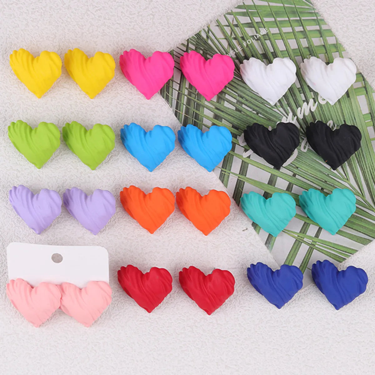 1 Pair Sweet Heart Shape Spray Paint Arylic Ear Studs