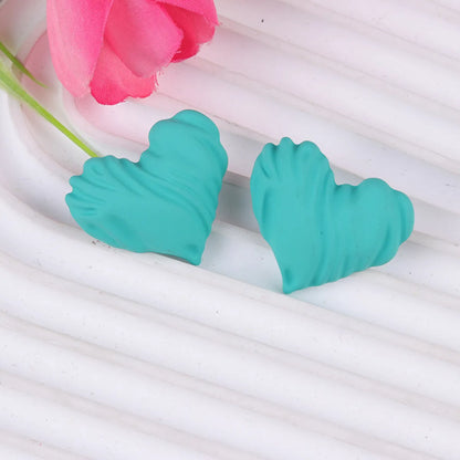 1 Pair Sweet Heart Shape Spray Paint Arylic Ear Studs