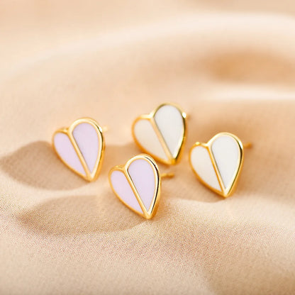 1 Pair Sweet Heart Shape Stainless Steel Plating Gold Plated Ear Studs