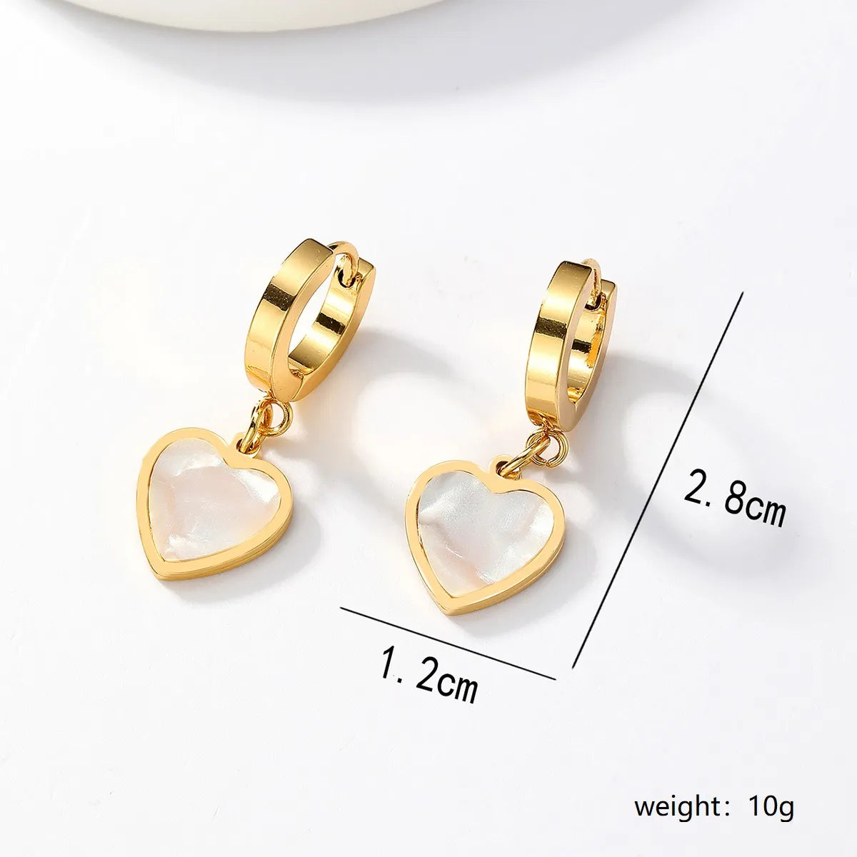 1 Pair Sweet Heart Shape Stainless Steel Plating Inlay Shell Drop Earrings