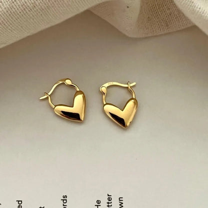 1 Pair Sweet Heart Shape Sterling Silver Plating Hoop Earrings