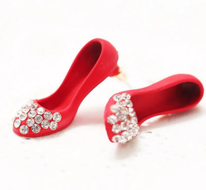 1 Pair Sweet High Heel Inlay Alloy Rhinestones Ear Studs