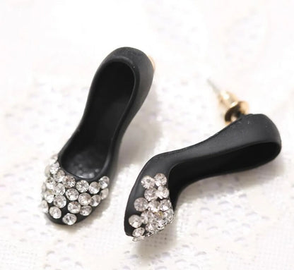 1 Pair Sweet High Heel Inlay Alloy Rhinestones Ear Studs