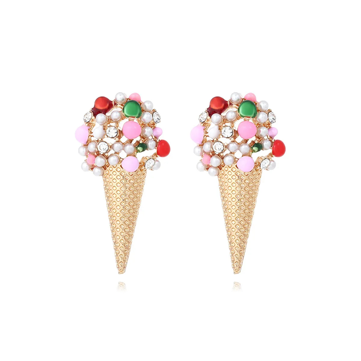 1 Pair Sweet Ice Cream Enamel Imitation Pearl Alloy Ear Studs