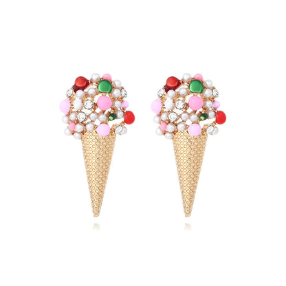 1 Pair Sweet Ice Cream Enamel Imitation Pearl Alloy Ear Studs