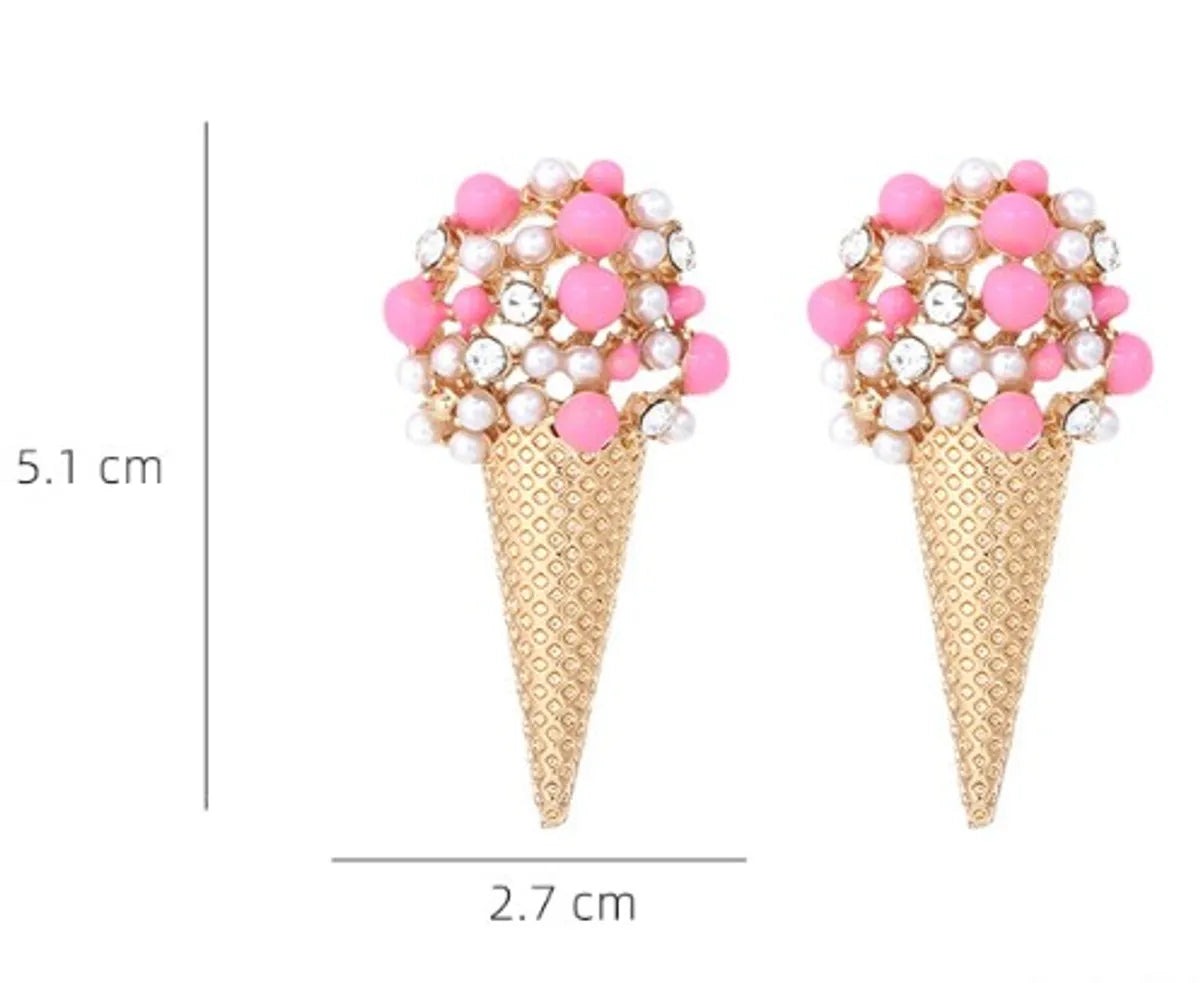 1 Pair Sweet Ice Cream Enamel Imitation Pearl Alloy Ear Studs