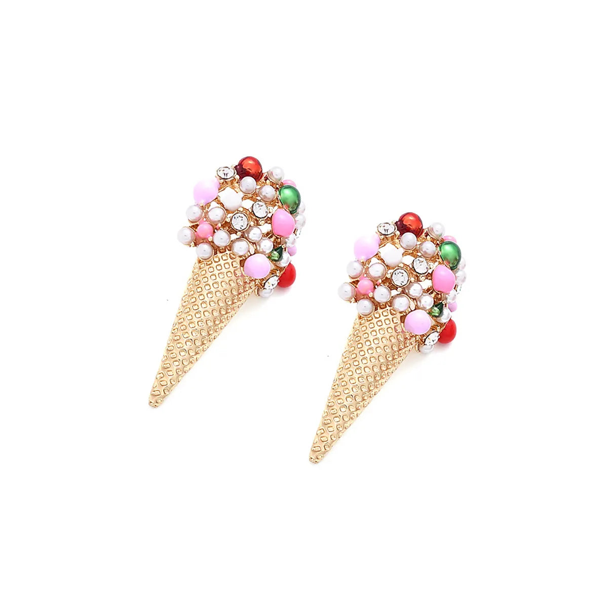 1 Pair Sweet Ice Cream Enamel Imitation Pearl Alloy Ear Studs