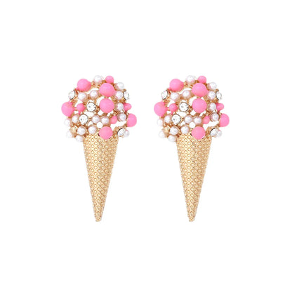 1 Pair Sweet Ice Cream Enamel Imitation Pearl Alloy Ear Studs