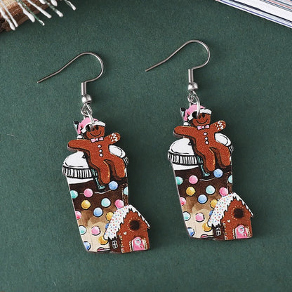 1 Pair Sweet Ice Cream Wood Drop Earrings