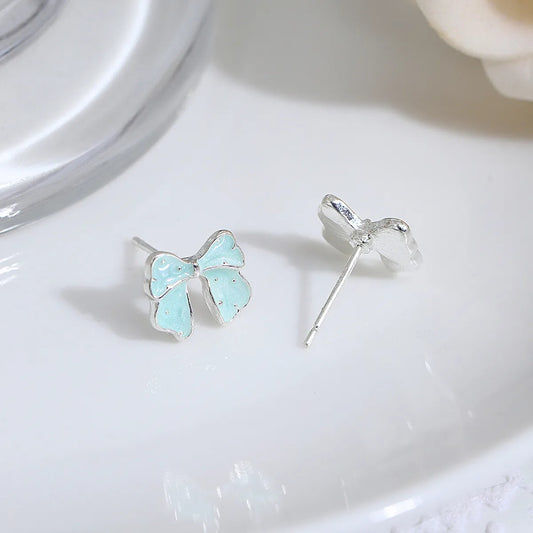 1 Pair Sweet IG Style Bow Knot Enamel Zinc Alloy Ear Studs