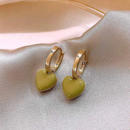 1 Pair Sweet IG Style Heart Shape Rectangle Enamel Alloy Gold Plated Silver Plated Drop Earrings