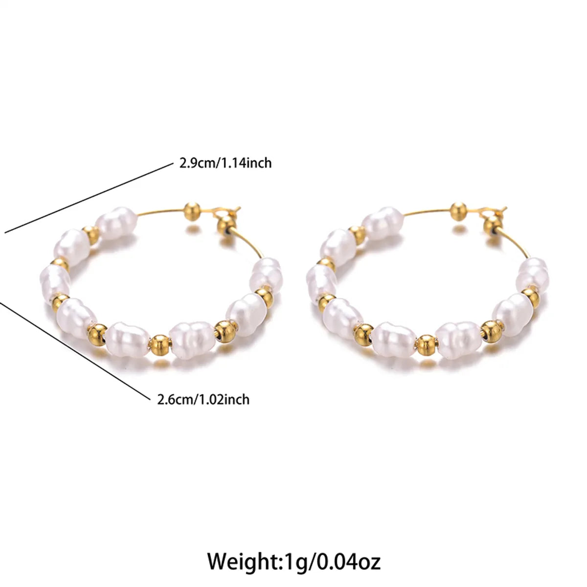 1 Pair Sweet Irregular Beaded Stainless Steel Baroque Pearls 18k Gold Plated Earrings