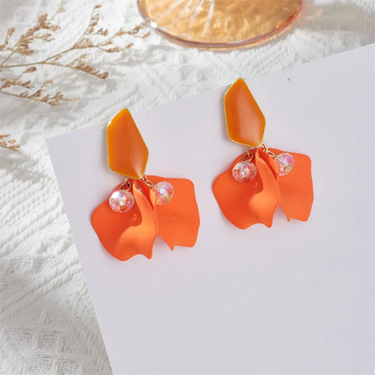 1 Pair Sweet Irregular Petal Enamel Stoving Varnish Alloy Drop Earrings