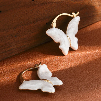 1 Pair Sweet Korean Style Butterfly Plating Alloy Resin Earrings