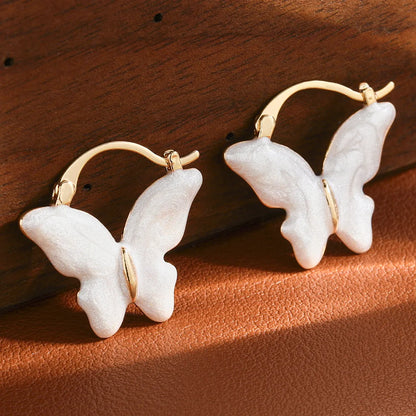 1 Pair Sweet Korean Style Butterfly Plating Alloy Resin Earrings