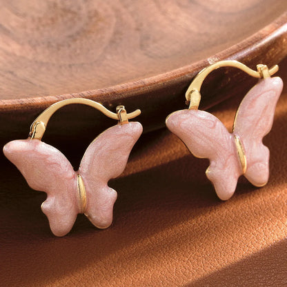 1 Pair Sweet Korean Style Butterfly Plating Alloy Resin Earrings