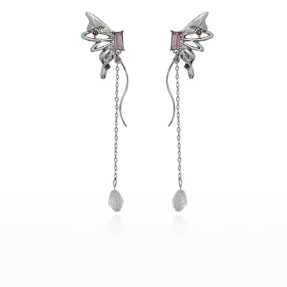 1 Pair Sweet Korean Style Butterfly Plating Inlay Alloy Metal Imitation Pearl Rhinestones Glass Drop Earrings