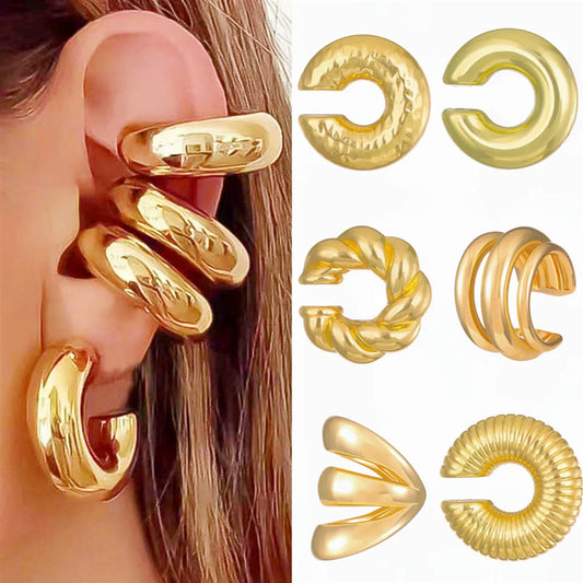 1 Pair Sweet Korean Style C Shape Geometric Plating CCB Alloy Ear Cuffs