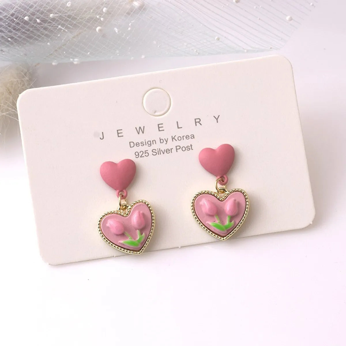 1 Pair Sweet Korean Style Flower Plating Alloy Earrings