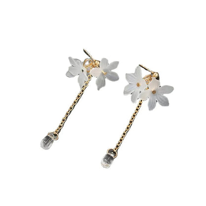 1 Pair Sweet Leaf Tassel Flower Imitation Pearl Alloy Women's Earrings