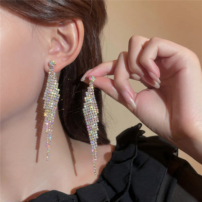 1 Pair Sweet Leaves Solid Color Plating Inlay Alloy Rhinestones Drop Earrings