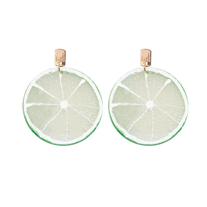 1 Pair Sweet Lemon Fruit Arylic Inlay Rhinestones Women'S Drop Earrings