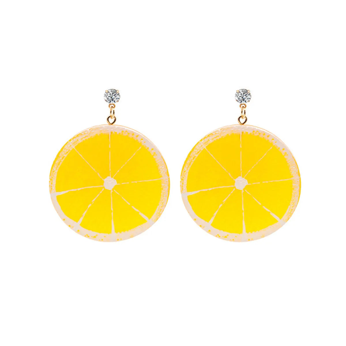 1 Pair Sweet Lemon Fruit Arylic Inlay Rhinestones Women'S Drop Earrings