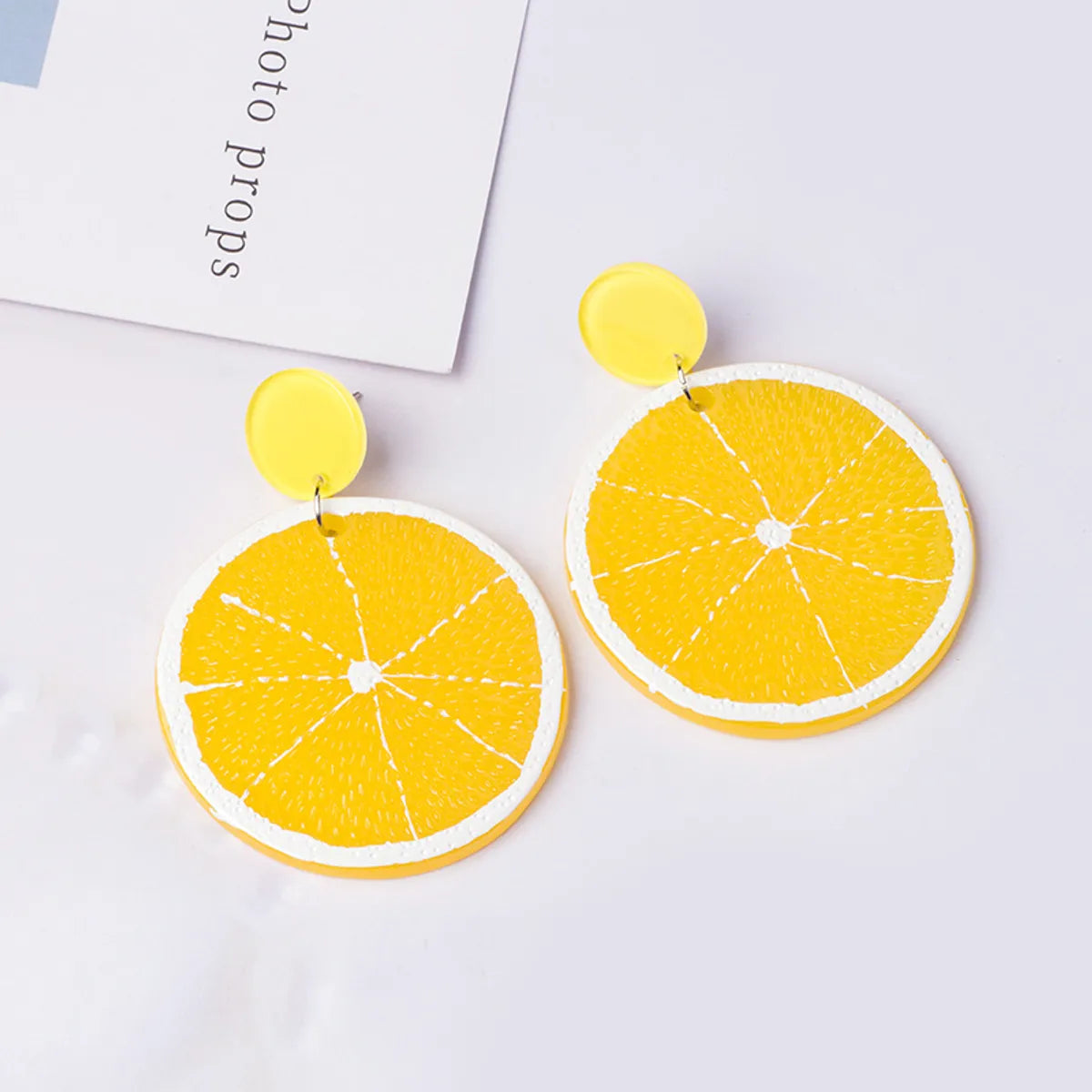 1 Pair Sweet Lemon Fruit Arylic Inlay Rhinestones Women'S Drop Earrings