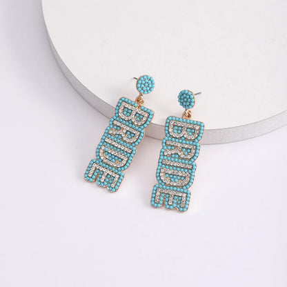 1 Pair Sweet Letter Alloy Seed Bead Huichol Earrings Drop Earrings