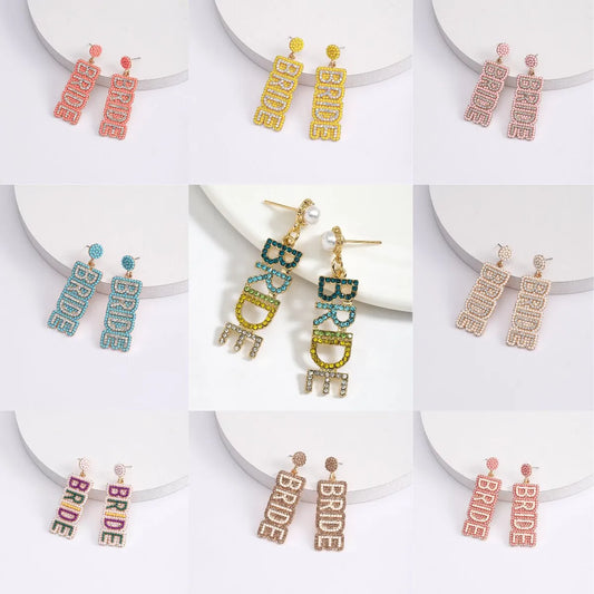 1 Pair Sweet Letter Alloy Seed Bead Huichol Earrings Drop Earrings