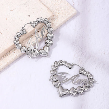 1 Pair Sweet Letter Heart Shape Alloy Hoop Earrings