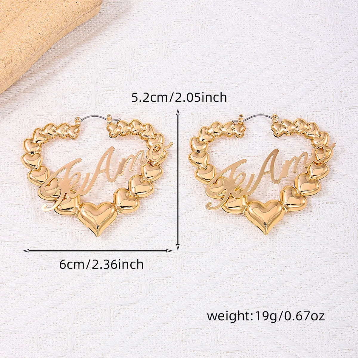 1 Pair Sweet Letter Heart Shape Alloy Hoop Earrings