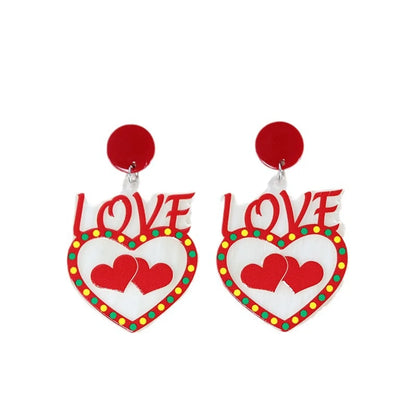 1 Pair Sweet Letter Heart Shape Butterfly Arylic Drop Earrings