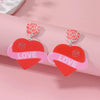 1 Pair Sweet Letter Heart Shape Flower Stamping Arylic Drop Earrings