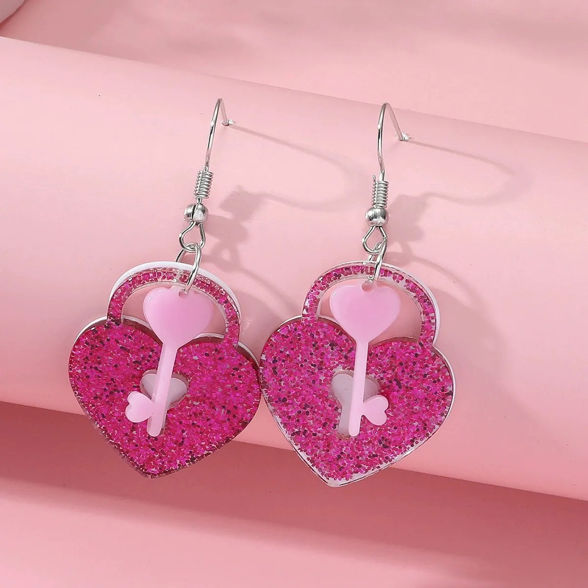 1 Pair Sweet Letter Heart Shape Flower Stamping Arylic Drop Earrings