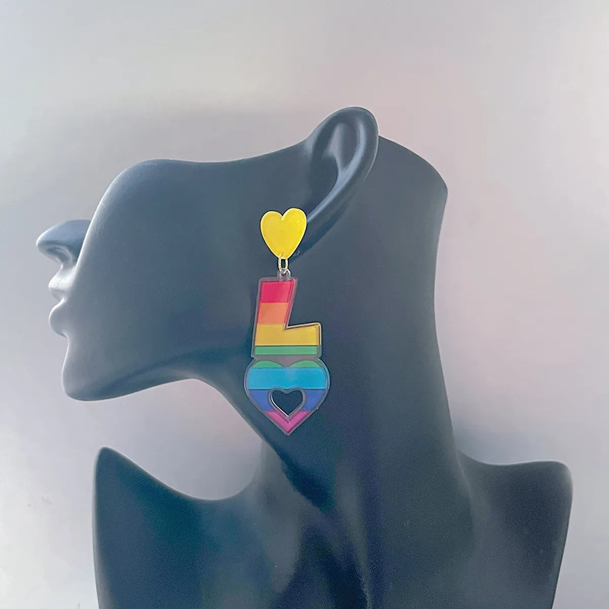 1 Pair Sweet Letter Rainbow Arylic Drop Earrings