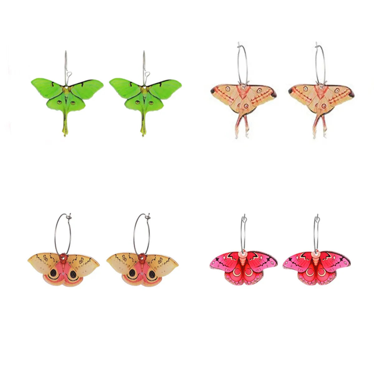 1 Pair Sweet Multicolor Butterfly Arylic Drop Earrings