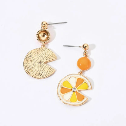 1 Pair Sweet Orange Enamel Plating Inlay Copper Zircon 18k Gold Plated Drop Earrings