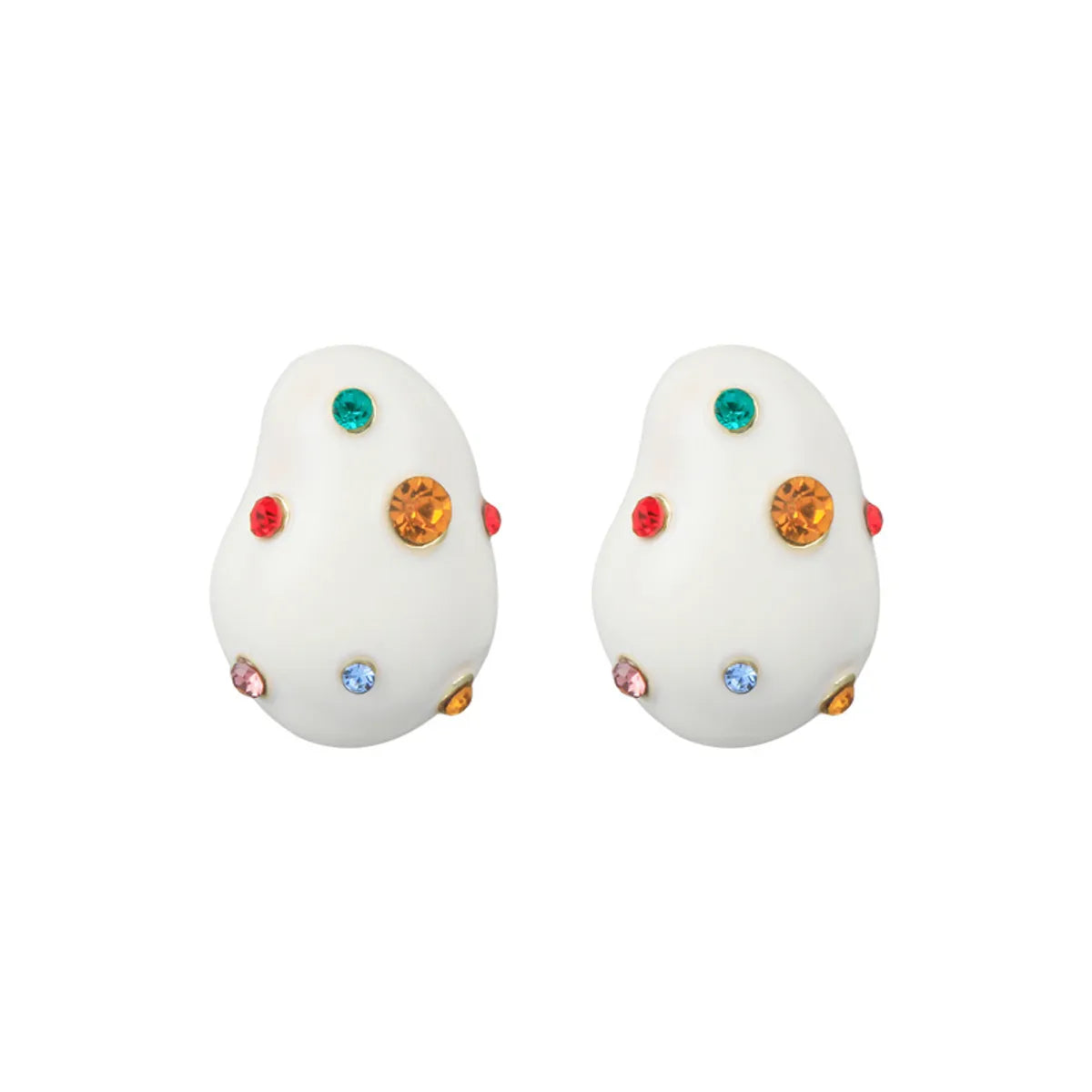 1 Pair Sweet Oval Alloy Enamel Inlay Rhinestones Women's Ear Clips Ear Studs